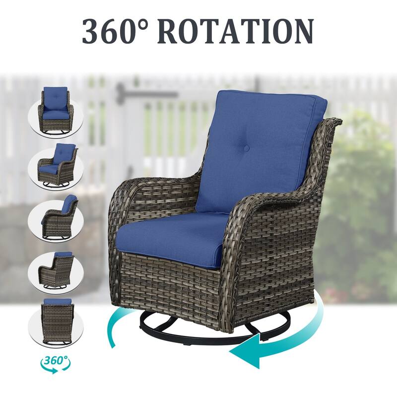 Gymojoy Wicker Swivel Glider Chair with Water-Resistant Olefin Cushions