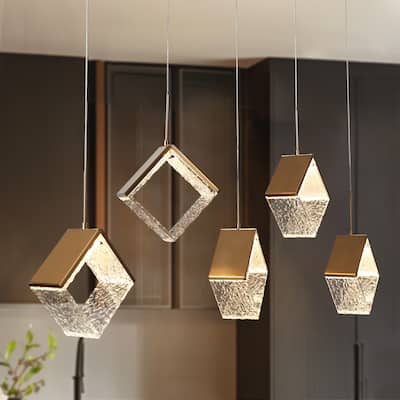 Modern 5-Light LED Gold Chandelier Linear Island Lights for Dining Room - W 40.1" * H 11.8" * D 7.7"