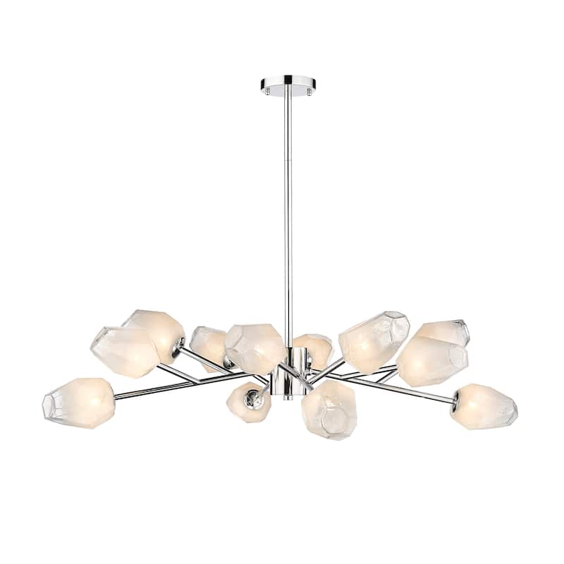 12-Light Chrome Chandelier With White Glass Shades