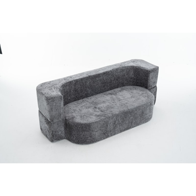 3-Seater Convertible Sofa Bed, Chenille Fabric Sleeper Sofa, High-Density Sponge Daybed, No Assembly Required