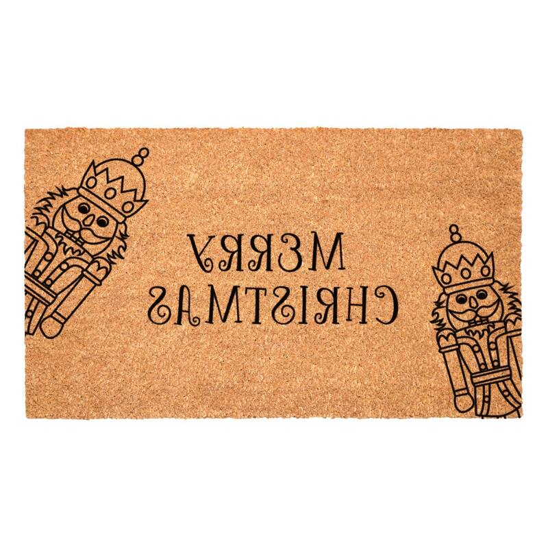 HomeRoots 17" X 29" Brown And Black Christmas Merry Christmas Outdoor Coir Door Mat - 17.00' X '29.00