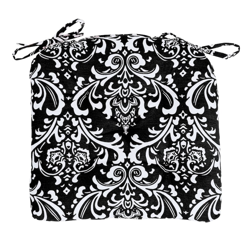 Handcrafted Cotton Chair Seat Pads Cushions with Ties - 16''x16'' for Dining | Home | Office Chairs - Black
