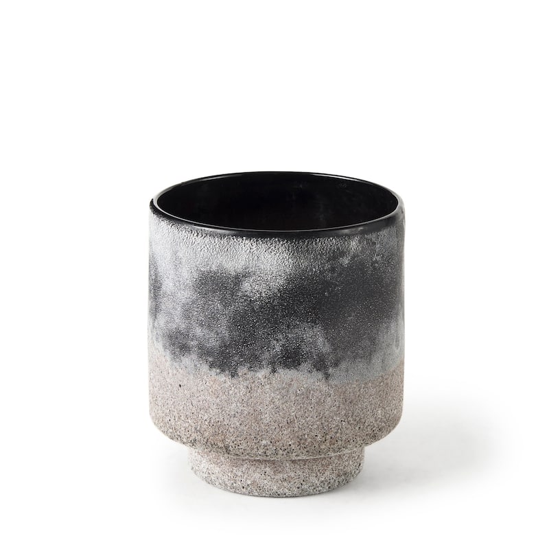 Squally 6.0L x 6.0W x 6.4H Black/Brown Ceramic Ombre Textured Small Vase - 6.0L x 6.0W x 6.4H - Black/Brown