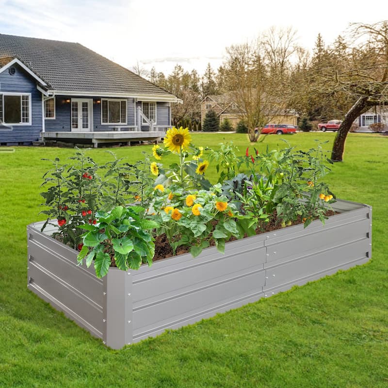 Modern Minimalist Garden Bed Patio Kit Planting Bed with Thickened Board, for Vegetables Flowers Herb - 8' x 10'
