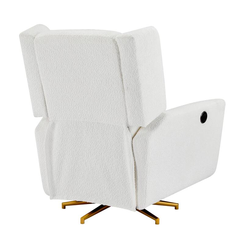 Boucle Fabric Power Recliner Chair, Swivel Armchair with Adjustable Backrest, Modern Swivel Recliner with Thick Cushion