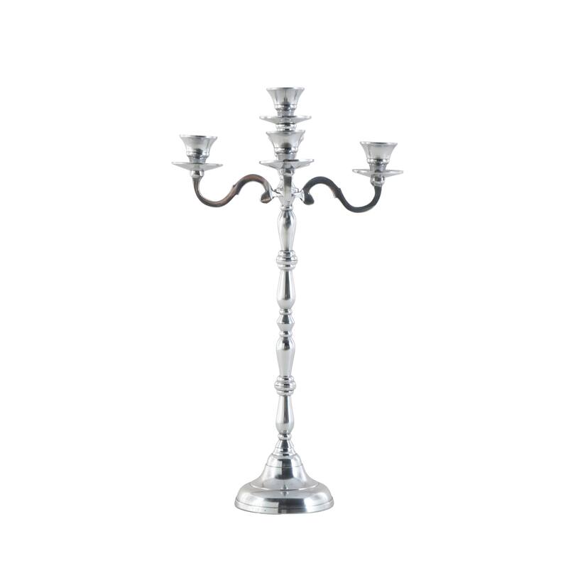 Aluminum Metal Candelabra - Silver - Roche River Decor - 10"W x 10"L x 23"H