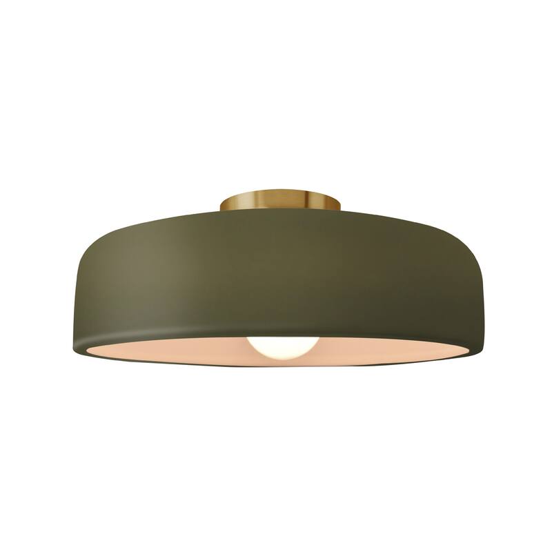 Justice Design Radiance - Medium Spire Semi-Flush Light - Matte Green/Brushed Brass