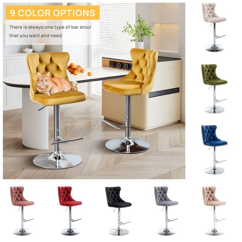 Swivel Foam Barstools Adjusatble Seat Set of 2