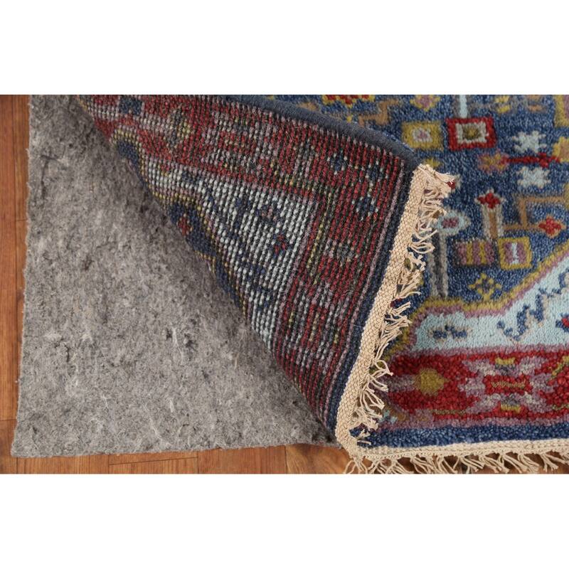 Blue Geometric Kazak Indian Accent Rug Hand-Knotted Wool Carpet - 2'0"x 3'0"