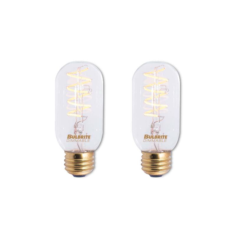 Bulbrite Pack of (2) 4 Watt Dimmable Antique Nostalgic Curved Filament LED Bulb - T14 Medium (E26) LED Bulb