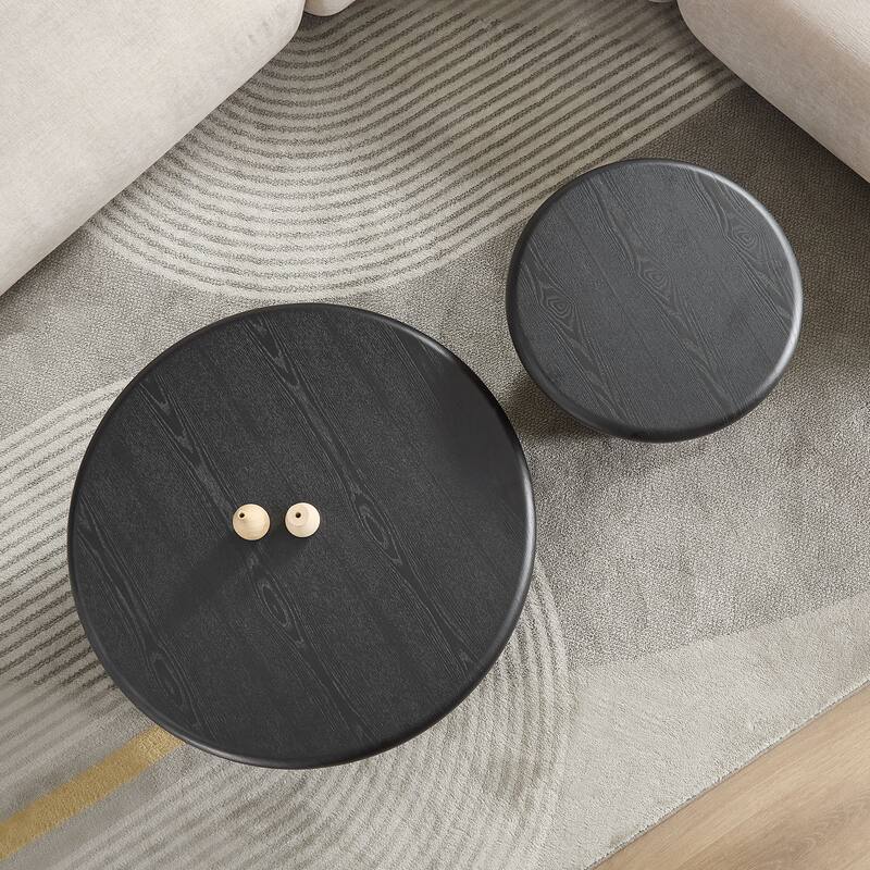 2-Piece Modern Round Coffee Table Set