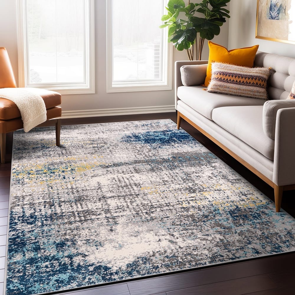 World Rug Gallery Geneva Contemporary Distressed Absract Area Rug