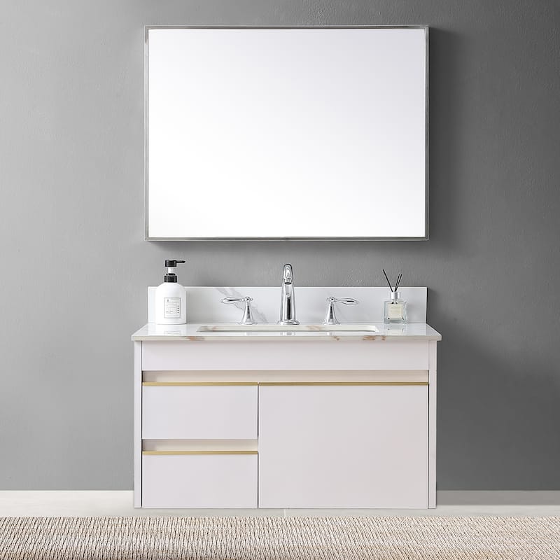 Monterey Sintered Stone Bathroom Vanity Top With Rectangle Undermount Ceramic Sink
