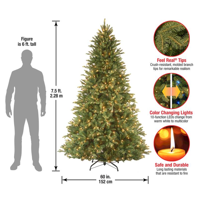 National Tree Company 7.5 ft. PowerConnect Tiffany Fir Tree with Dual Color LED Lights