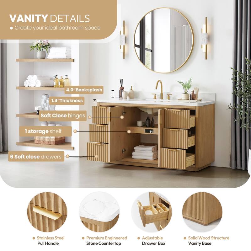 Cadiz Bath Vanity with Composite Stone Top and Mirror