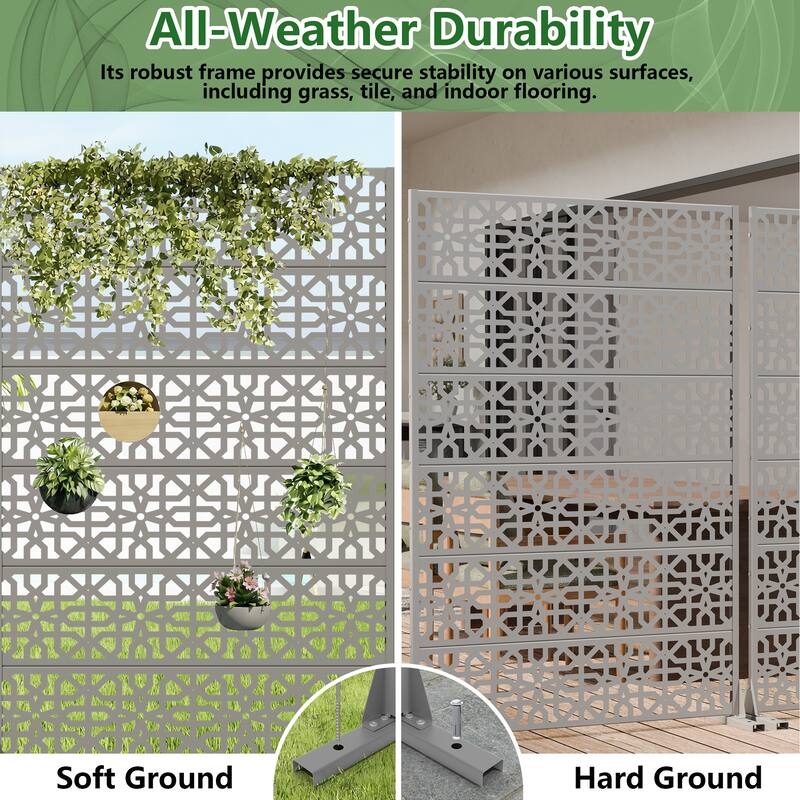 Rectangle Outdoor Privacy Screens Metal Screen Fence Panel Set of 2