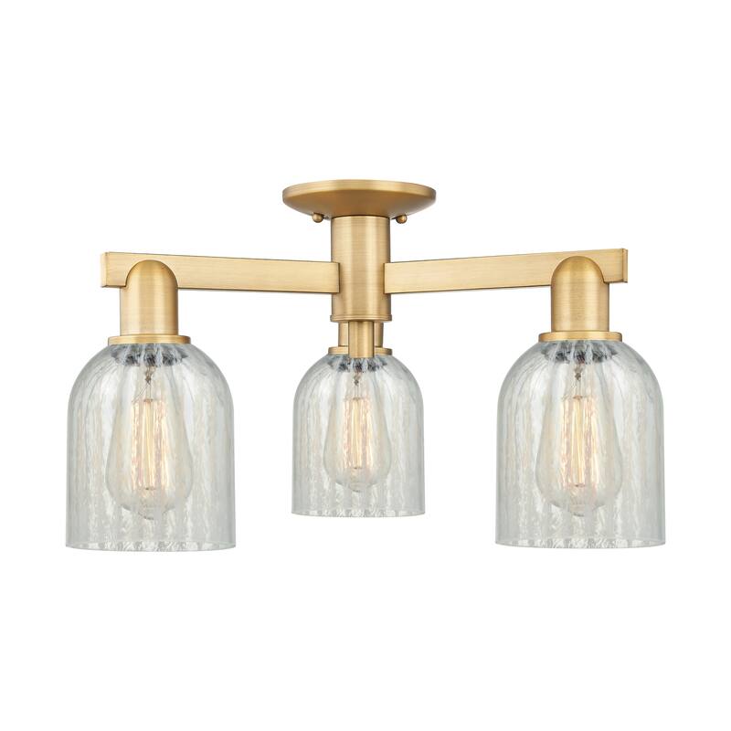 Innovations Lighting Endless Possibilities Arcadia - Caledonia - 3 Light 23" Semi-Flush Mount with Mouchette Shade - Mouchette/Brushed Brass
