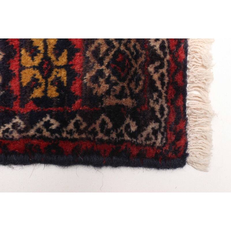ECARPETGALLERY Hand-knotted Baluch Red Wool Rug - 1'7 x 6'2