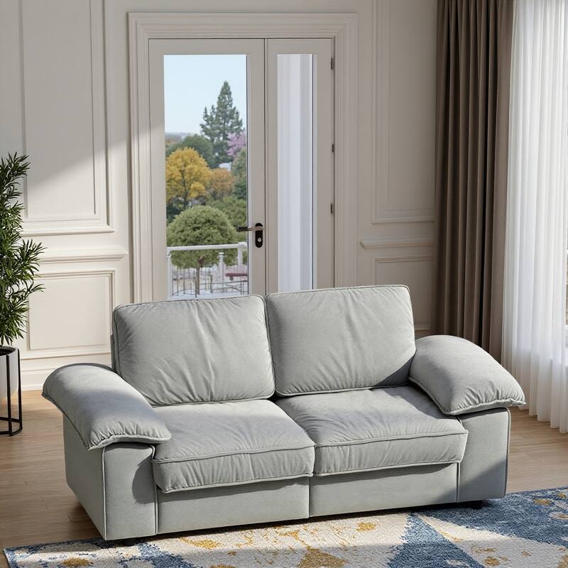 79" Loveseat Sofa Couch with Under-Seat Storage, Elegant 2-Seater Settee with Pillow Top Armrests for Living Room