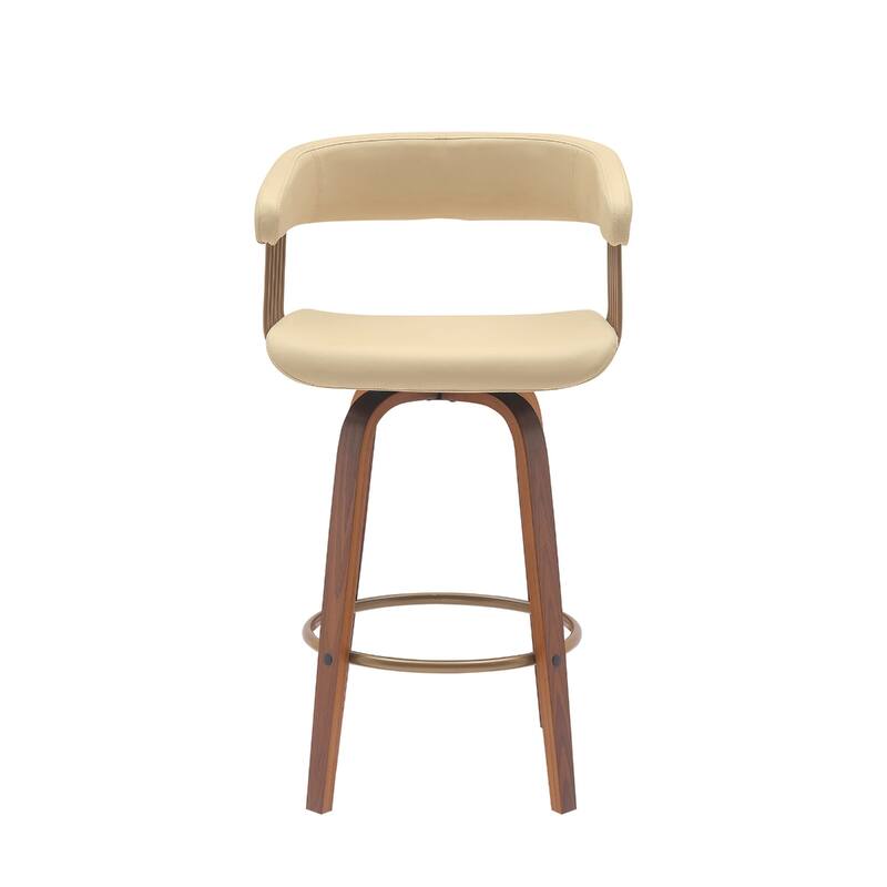 Modern Faux Leather Swivel Bar Stool with Full Back and Bucket Seat
