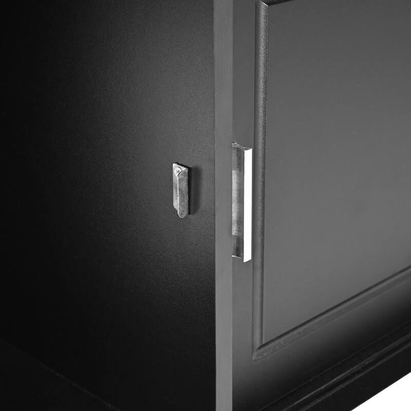 Hall Tree with Sliding Doors, Versatile Coat Rack with 6 Hooks & Handles, Mudroom Upholstered Bench Cabinet w/ Shoe Storag