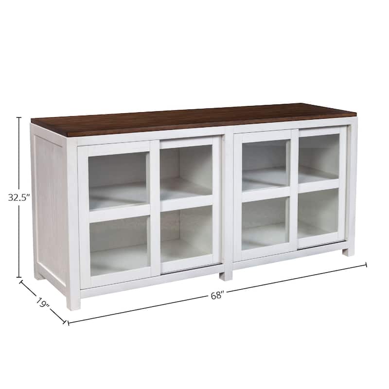 Alpine Furniture Donham Large Wood Display Cabinet in Brown and White