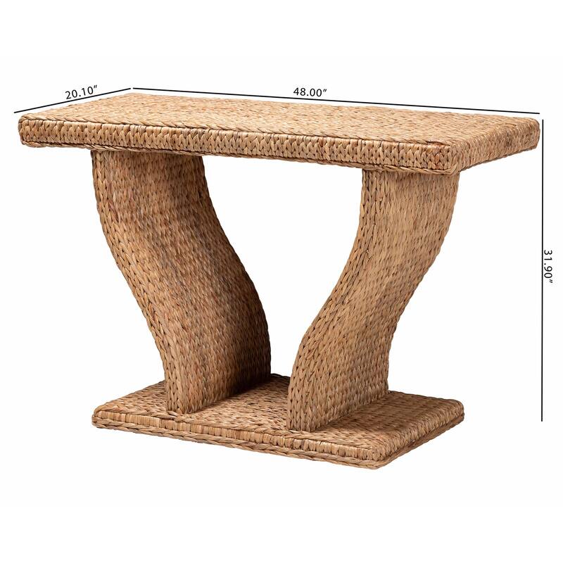 Alyssa Seagrass Console Table - Handwoven Display Table with Sculptural Frame for Entryway, Hallway, or Living Room