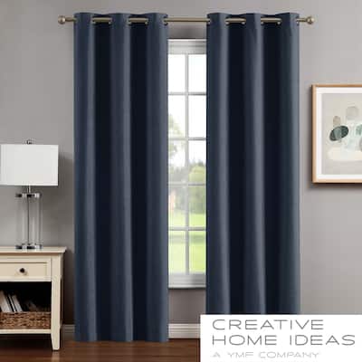 Creative Home Ideas Legrae Blackout Grommet Window Curtain Panel Pair with Tiebacks