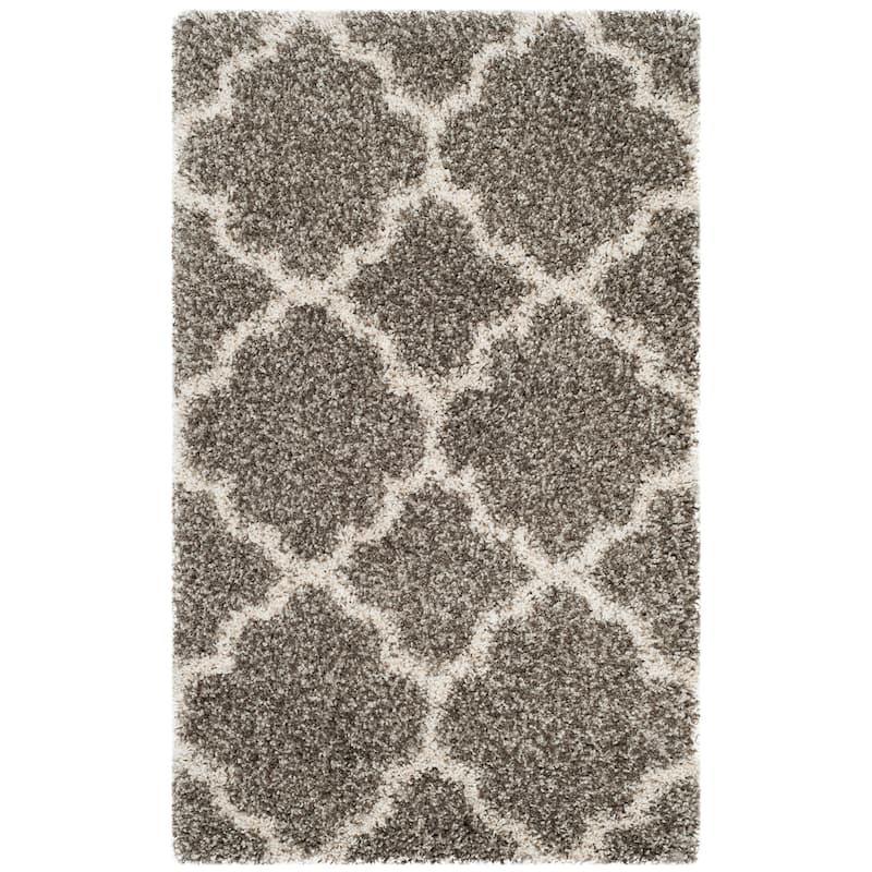 SAFAVIEH Hudson Shag Jeryl Glam Trellis 2-inch Area Rug - 2'3" x 3'9" - Grey/Ivory