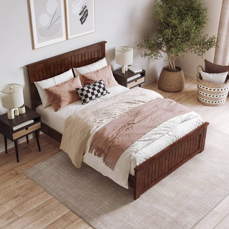 Naples Solid Wood Low Profile Platform Bed with Matching Footboard