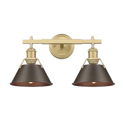 Orwell 2-Light Vanity Light in Brushed Champagne Bronze with Rubbed Bronze - Gold