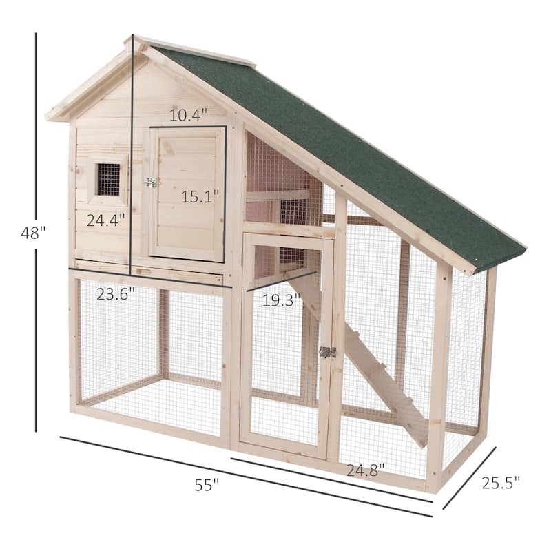 Bunny Cage,Weatherproof Rabbit Hutch,Spacious Pet House is designed for convenient cleaning - Natural Wood