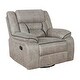 preview thumbnail 1 of 3, Jake 41 Inch Gliding Manual Recliner, Pillowtop, Taupe Brown Faux Leather Brown
