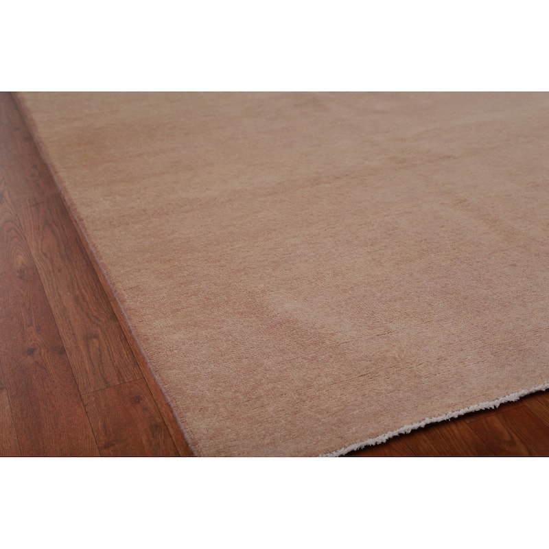 Hand Knotted Oriental 100% Wool Carpet Modern Solid Peach Gabbeh Area Rug - 12' 6'' X 9' 1''