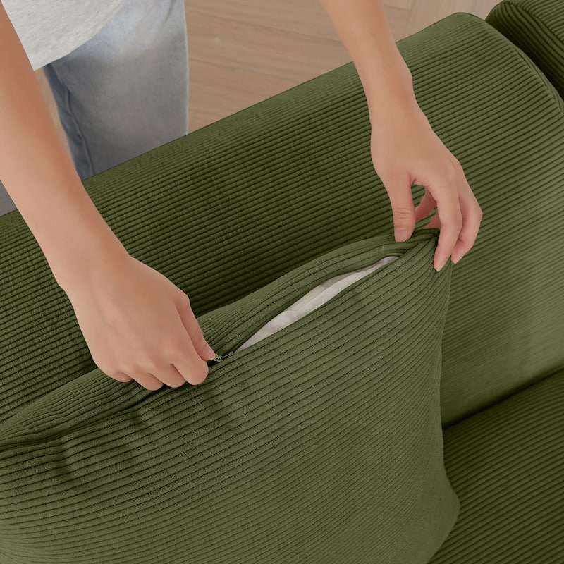 Oversized L-shaped Sectional Sofa with Chasie, 3 Seater Modular Couch with Deep Seat, Wide Armrests, Movable Ottoman and Pillows