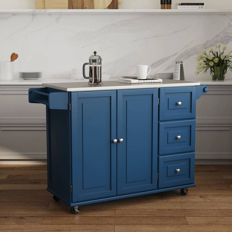 Dolly Madison Kitchen Cart with Stainless Steel Top by Homestyles