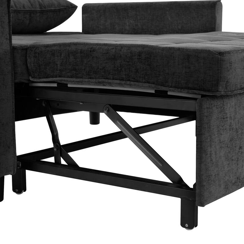 Chenille Luxe Loveseat Sofa Bed with Reversible Backrest, USB Charging, Adjustable Phone Holder by Harper&Bright Designs