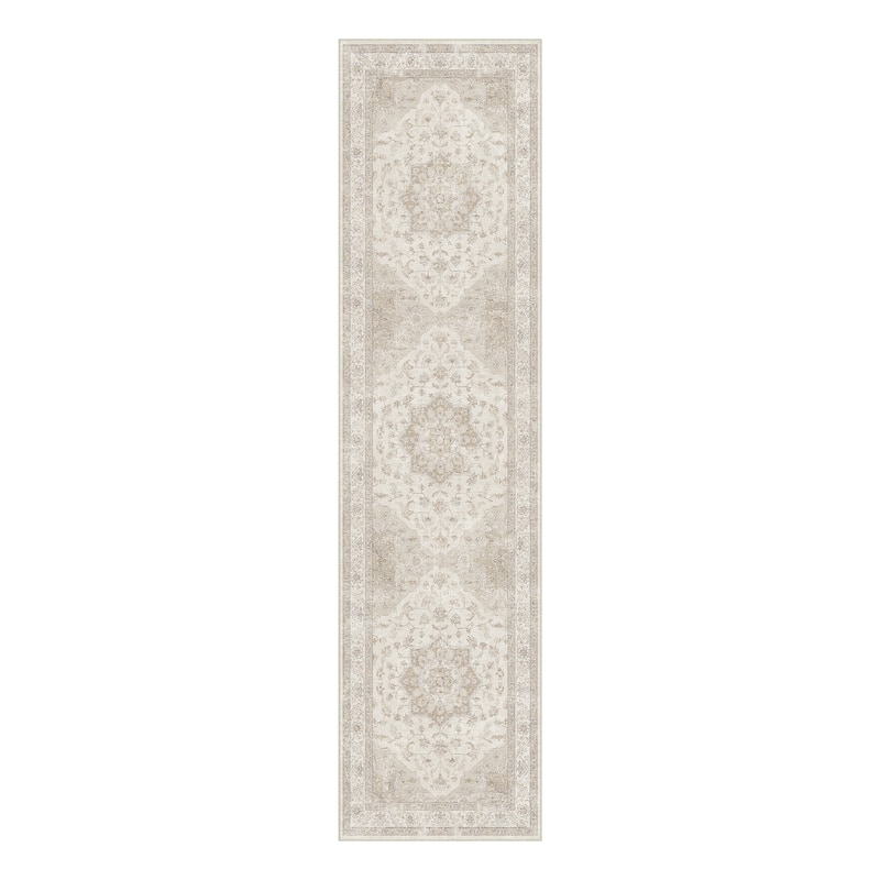 HomeRoots Floral Medallion Traditional Rectangle Area Rug
