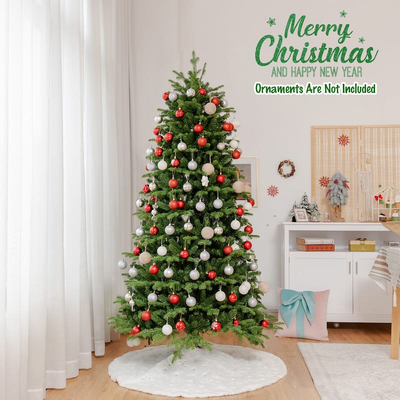 Gymax 6/7/8 ft Pre-Lit Christmas Tree Artificial Hinged Xmas Tree w/