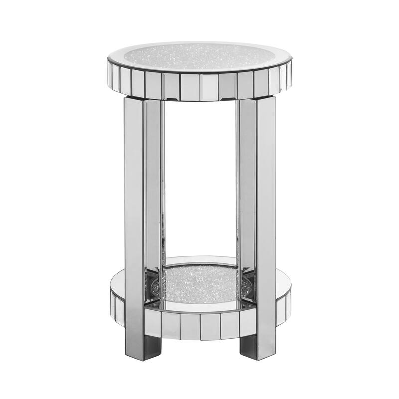 Mirror round table with crystal inlay