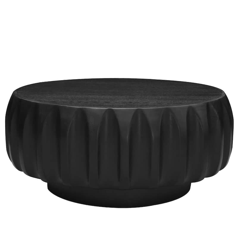 Elegant Round Solid Wood Coffee Table – Hand-Carved Sculptural Design‌