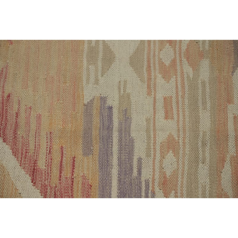 Hand Woven Oriental 100% Wool Carpet Southwestern Tribal Purples Kilim Area Rug - 6' 9'' X 4' 11''