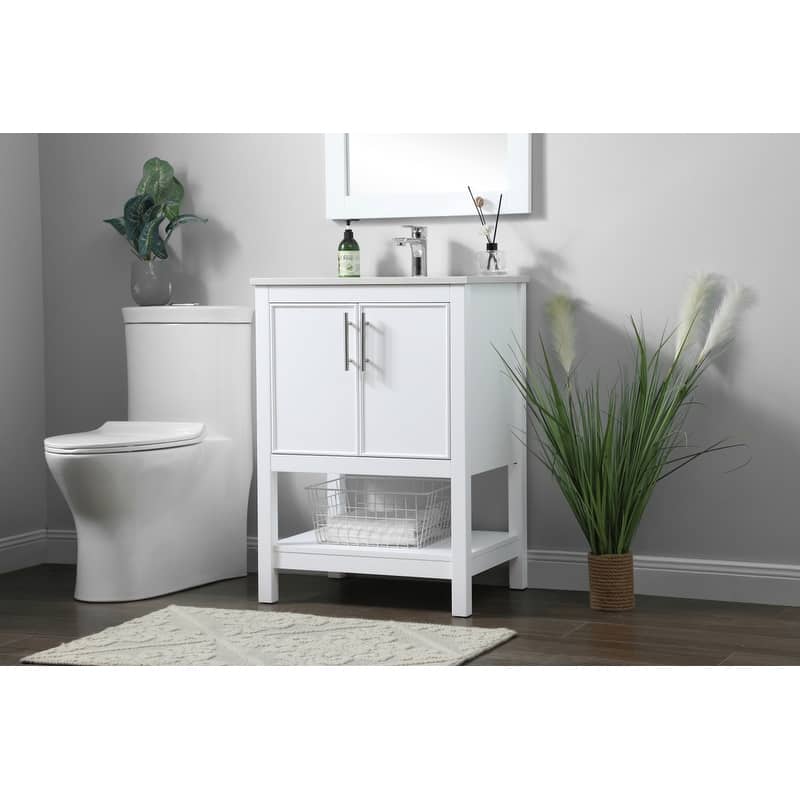 Elegant Lighting VF26624 Everett 24" Free Standing Single Basin Vanity