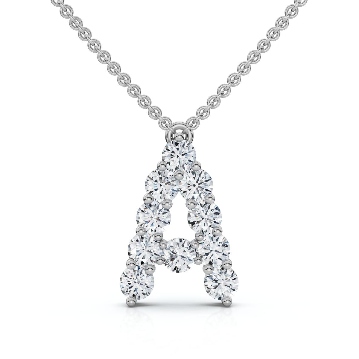 Bliss Diamond 1Ct Diamond Initial "A" Pendant Gold 18" Necklace Lab Grown 5/8" Tall
