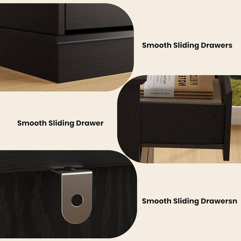 Dresser for Bedroom with 6 Drawers, Modern Chest Featuring LED Lights and Charging Station