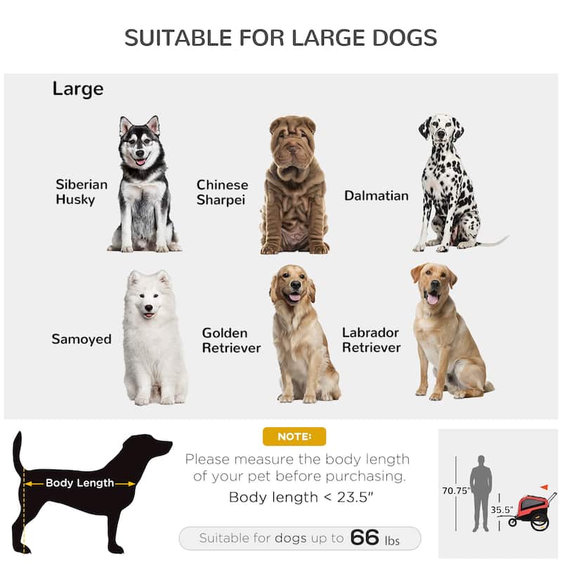 Aosom 2-in-1 Dog Bike Trailer Pet Stroller Carrier for Large Dogs with Hitch, Quick-release Wheels, Foot Support