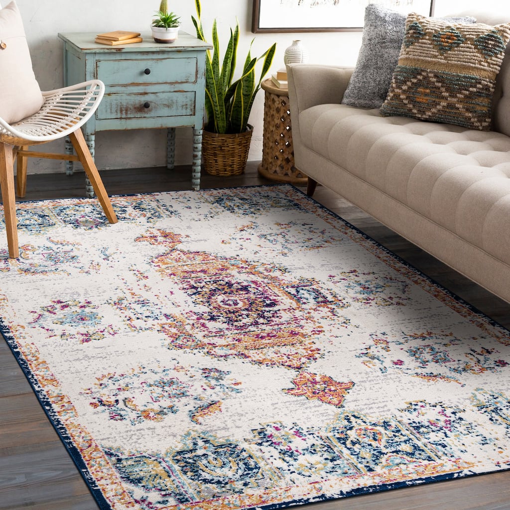 World Rug Gallery Vintage Distressed Boho Oriental Area Rug
