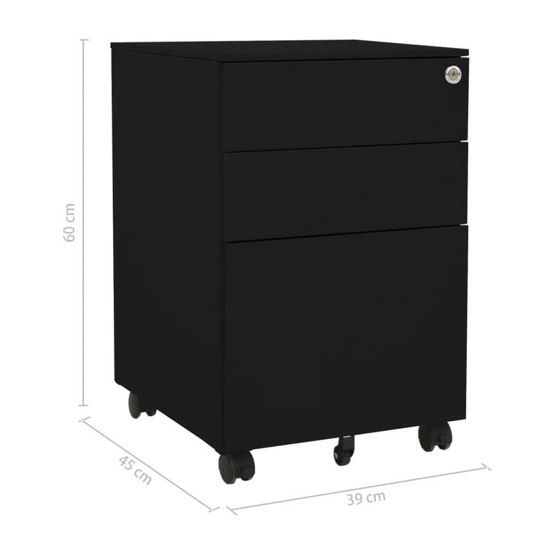 vidaXL File Cabinet Black Steel Medium Filing Cabinet Rectangular - 15.4 x 15.4 x 23.6 in