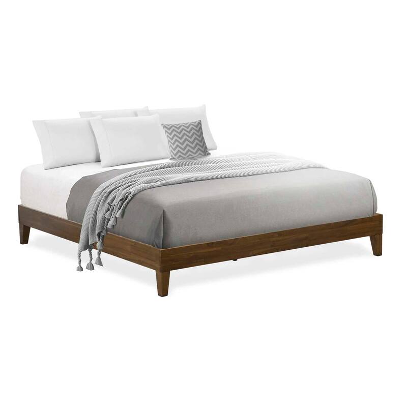 Queen Bed Frame with Hardwood Legs - Walnut Finish Bedroom Furniture