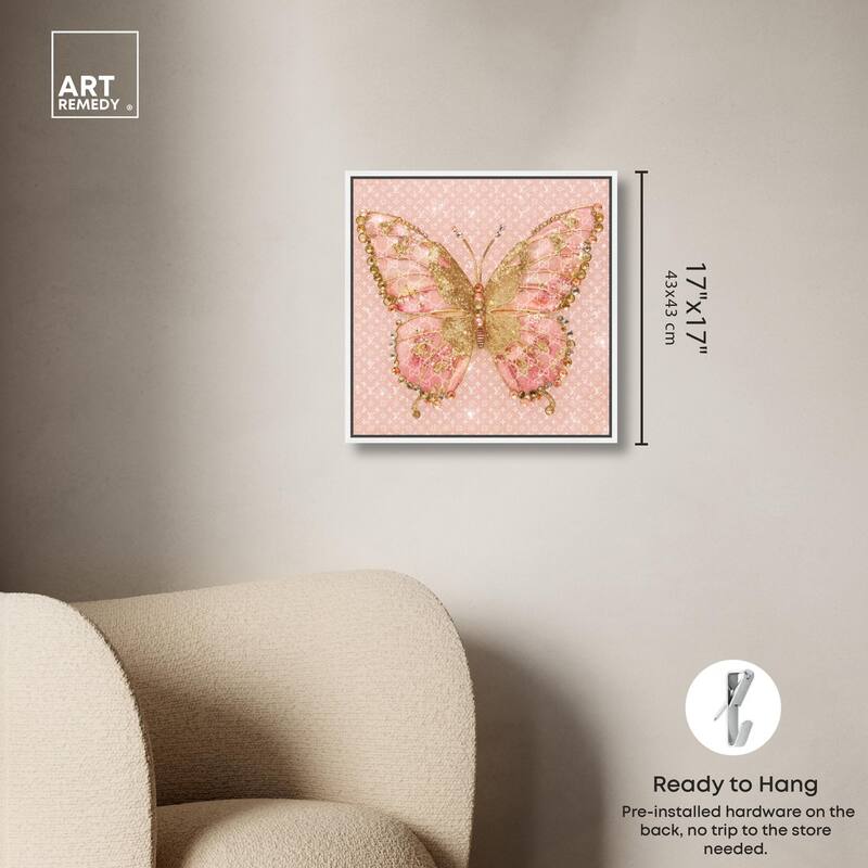 Glittering Elegant Butterfly Blush Canvas by Art Remedy